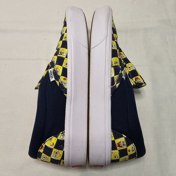 Vans X SpongeBob Checkerboard Yellow Blue Low Top Slip On Shoes Men 9 Women 10.5 - Picture 8 of 13